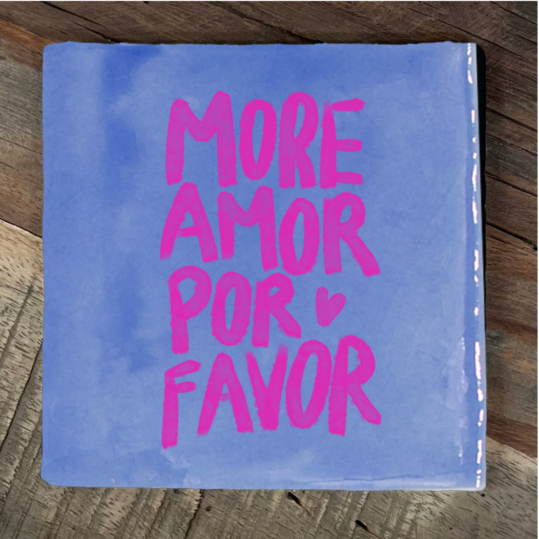 Label2X Tegeltje more amor por favor kleurrijk woonaccessoires homedecoratie