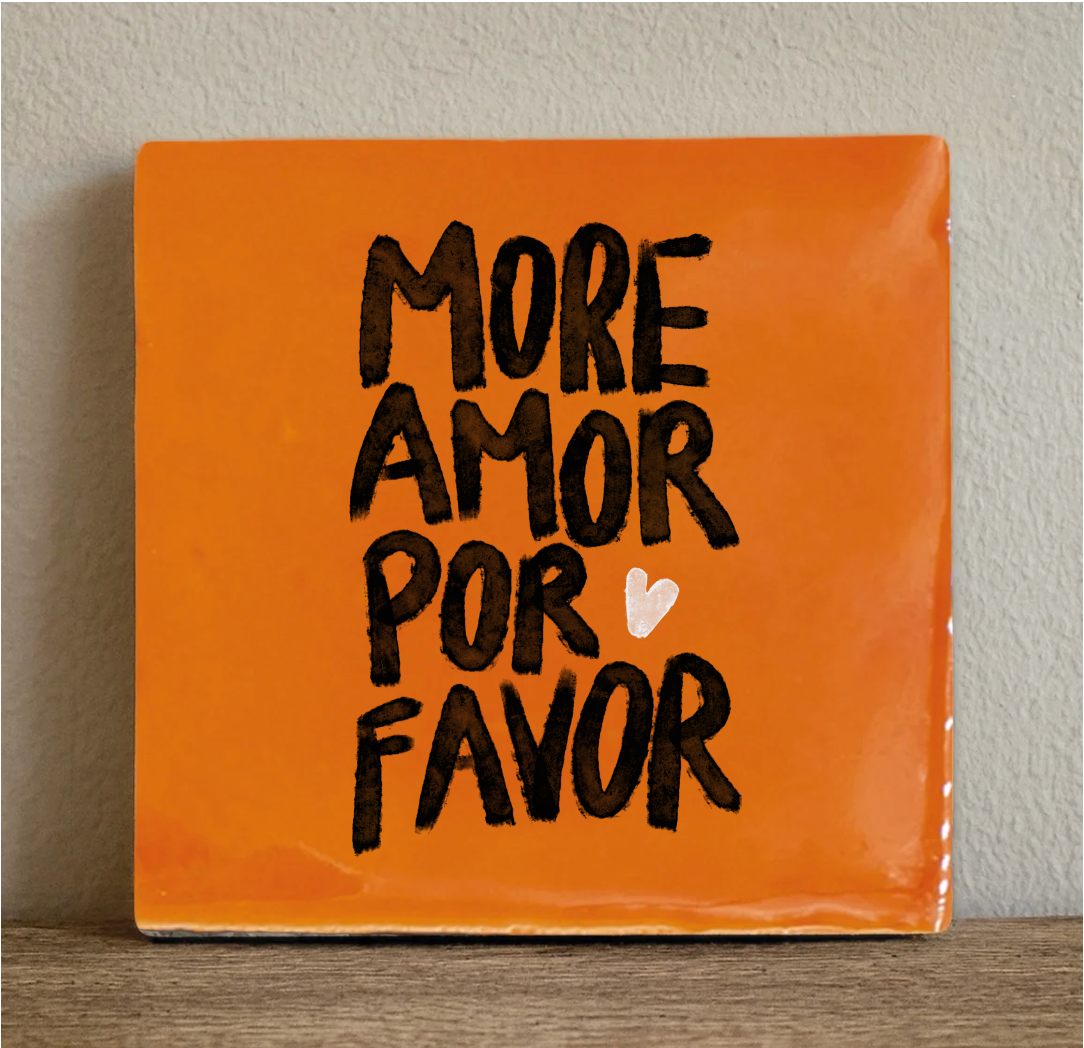 Label2X Tegeltje more amor por favor Tegeltje more amor por favor woonaccessoires homedecoratie