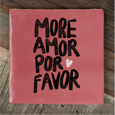 Label2X Tegeltje more amor por favor woonaccessoires homedecoratie