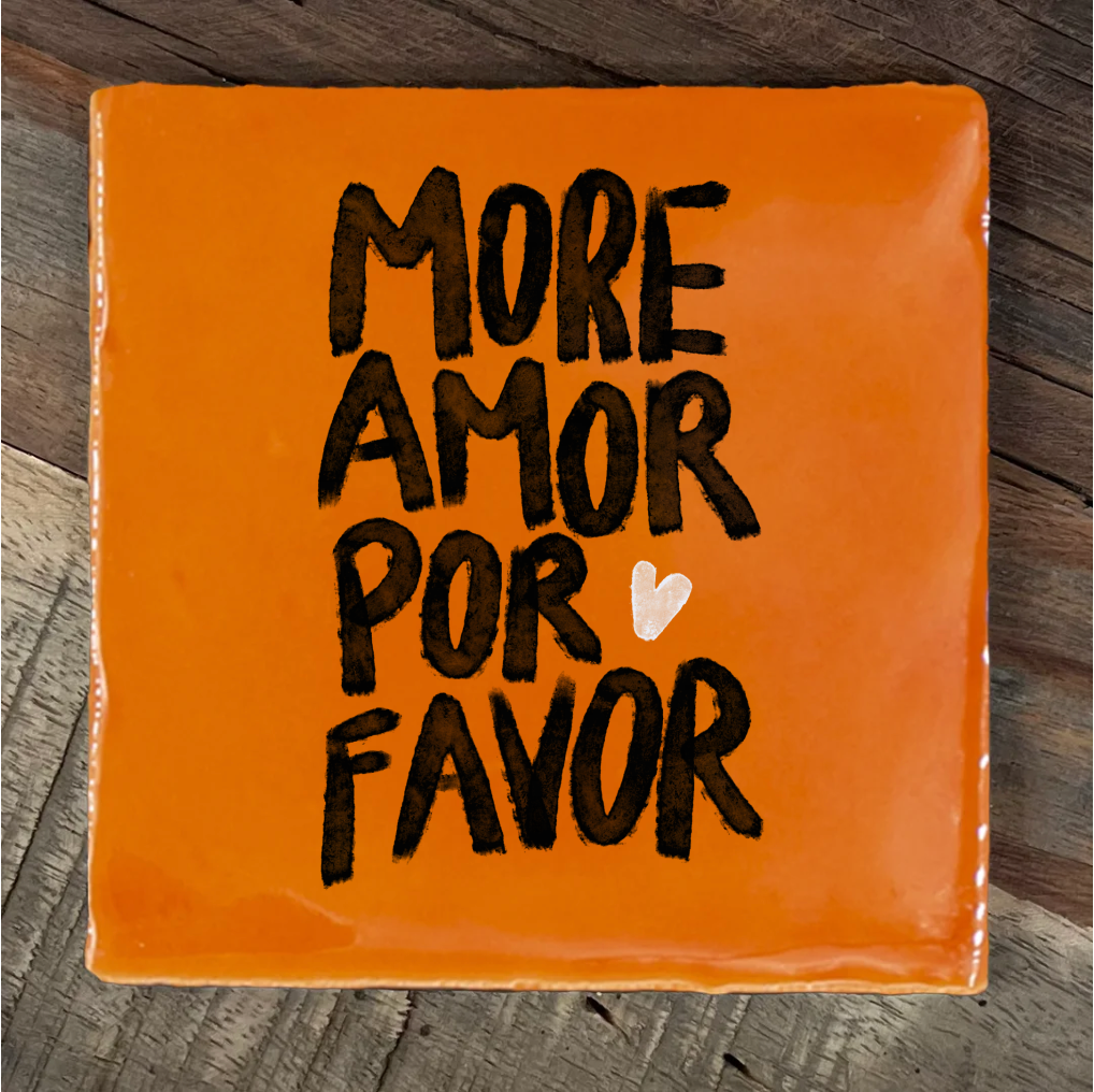 Label2X Tegeltje more amor por favor woonaccessoires homedecoratie