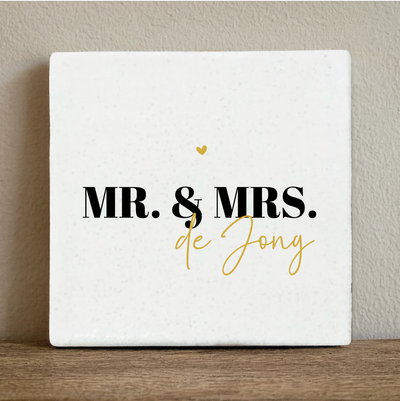 Label2X Tegeltje Mr. & Mrs. naam Tegeltje Mr. & Mrs. naam woonaccessoires homedecoratie