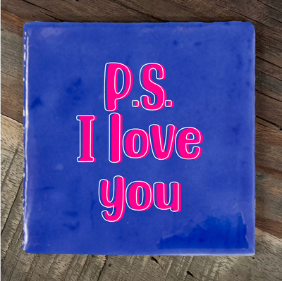Label2X Tegeltje P.S. I love you Tegeltje P.S. I love you woonaccessoires homedecoratie