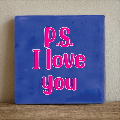 Label2X Tegeltje P.S. I love you Tegeltje P.S. I love you woonaccessoires homedecoratie