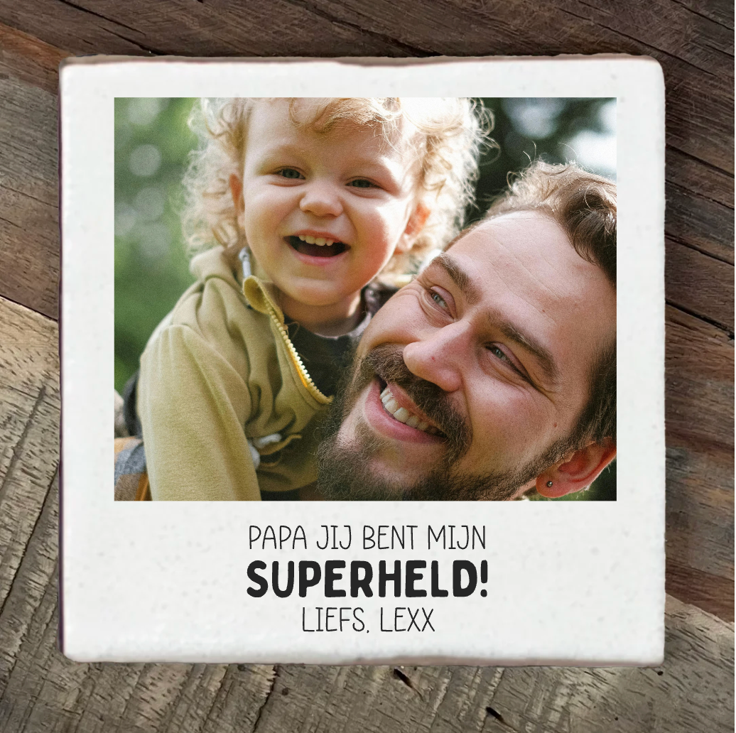 Label2X Tegeltje papa superheld Tegeltje papa superheld woonaccessoires homedecoratie
