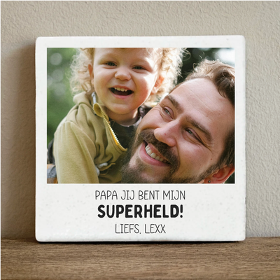 Label2X Tegeltje papa superheld Tegeltje papa superheld woonaccessoires homedecoratie