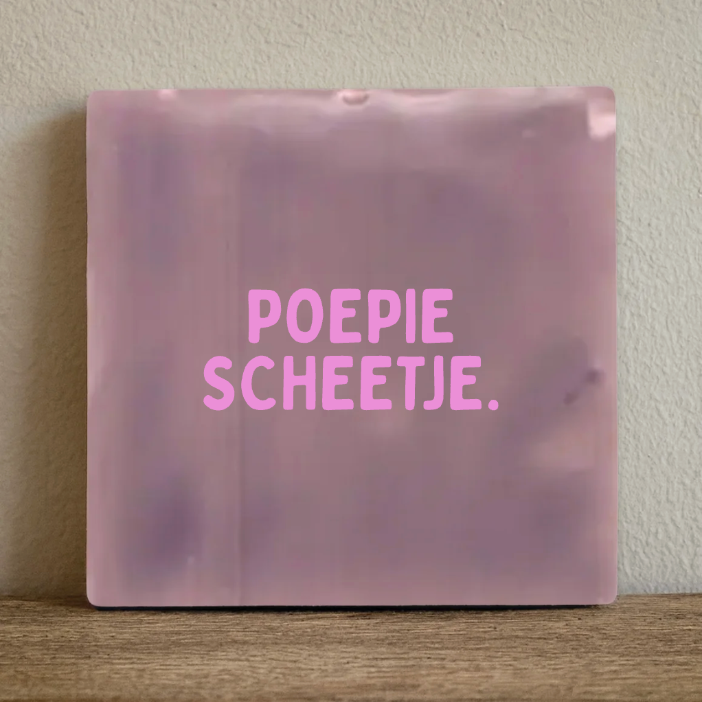 Label2X Tegeltje poepie scheetje. Tegeltje poepie scheetje. woonaccessoires homedecoratie