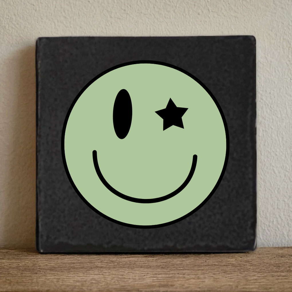 Label2X Tegeltje smiley ster Tegeltje smiley ster woonaccessoires homedecoratie