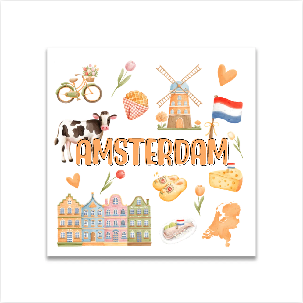 Label2X Tegeltje stad illustraties Tegeltje stad illustraties woonaccessoires homedecoratie