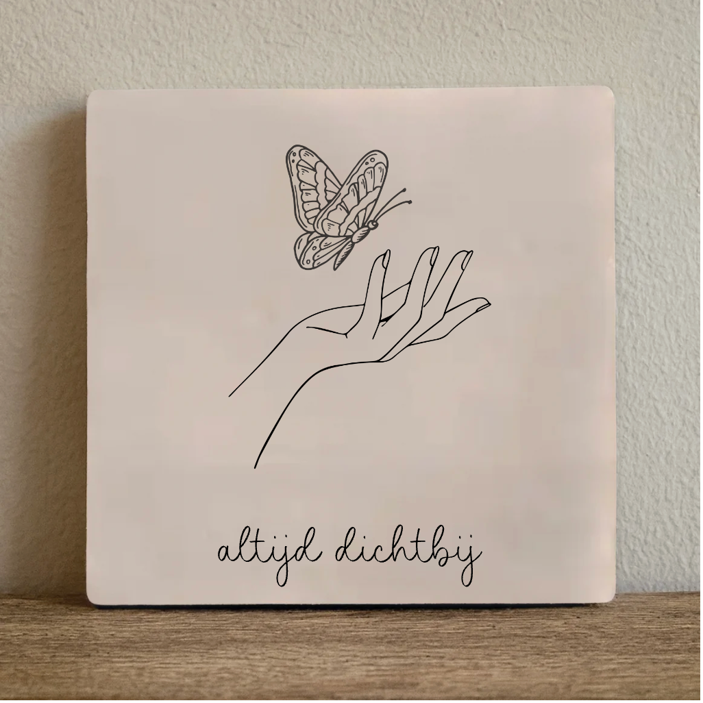 Label2X Tegeltje vlindertje Tegeltje vlindertje woonaccessoires homedecoratie