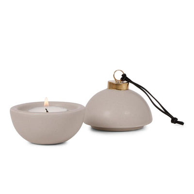 Label2X Theelichthouder kerstbal grijs woonaccessoires homedecoratie