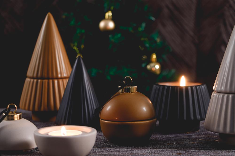 Label2X Theelichthouder kerstbal grijs woonaccessoires homedecoratie