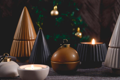 Label2X Theelichthouder kerstbal grijs woonaccessoires homedecoratie