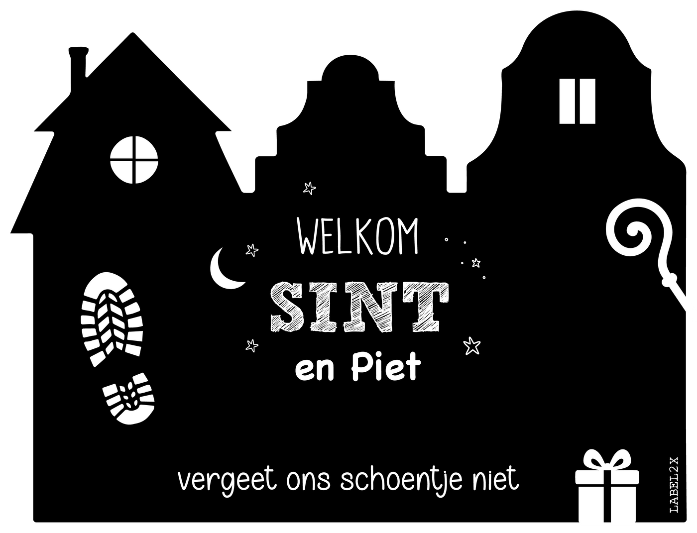 Label2X Sinterklaas Vergeet ons schoentje niet / Zwart Sinterklaas schoen-zet-mat NIEUW Sinterklaas schoen-zet-mat NIEUW woonaccessoires homedecoratie