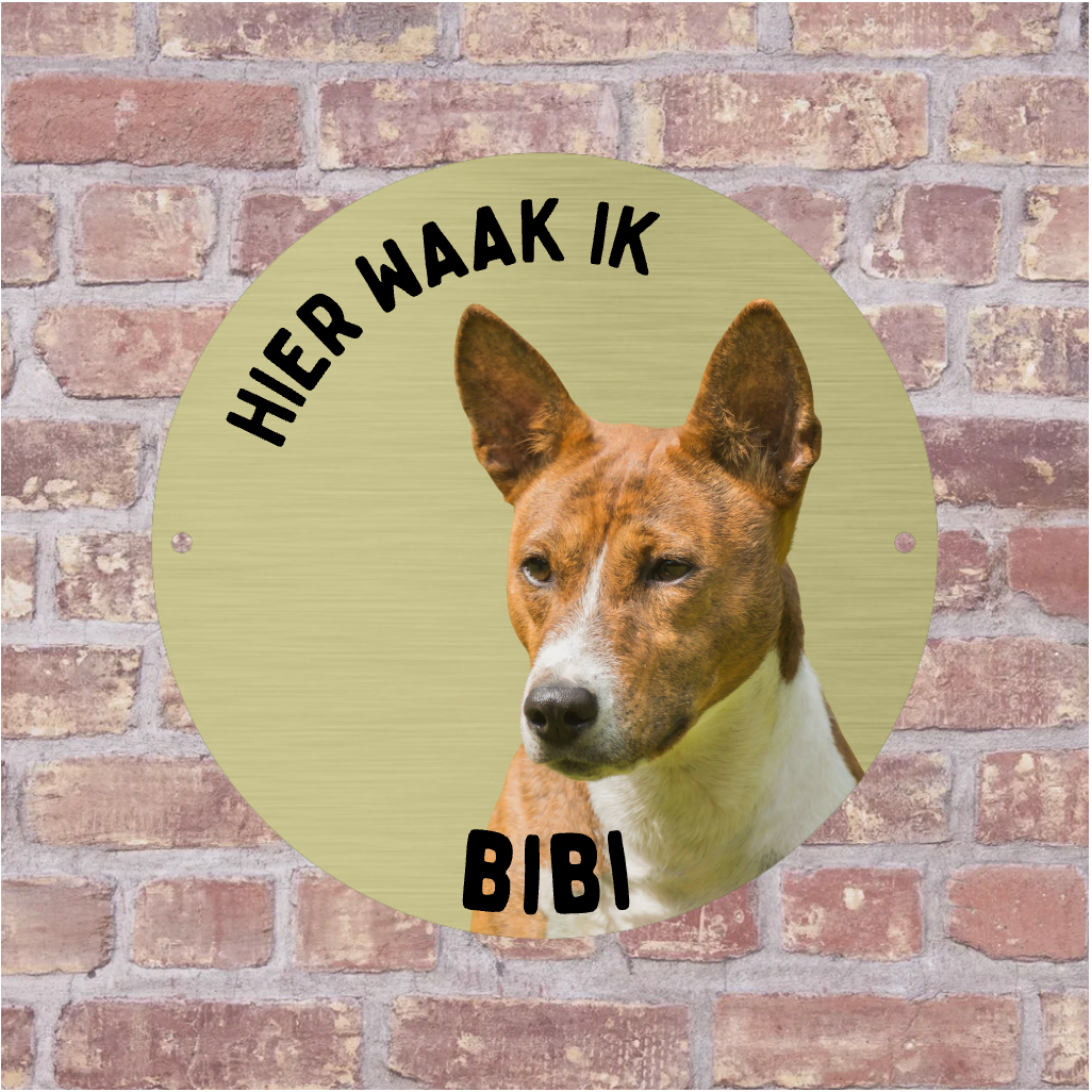 Label2X Waakbordje hond goudlook Waakbordje hond goudlook woonaccessoires homedecoratie