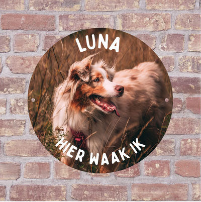 Label2X Waakbordje hond rond Waakbordje hond rond woonaccessoires homedecoratie