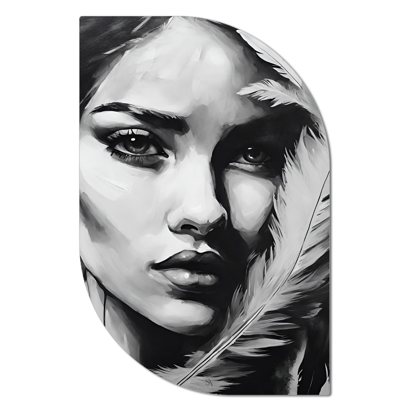 ScandiArt ScandiArt Leaf / 13 x 20 cm / Forex ScandiArt abstract women face feather woonaccessoires homedecoratie