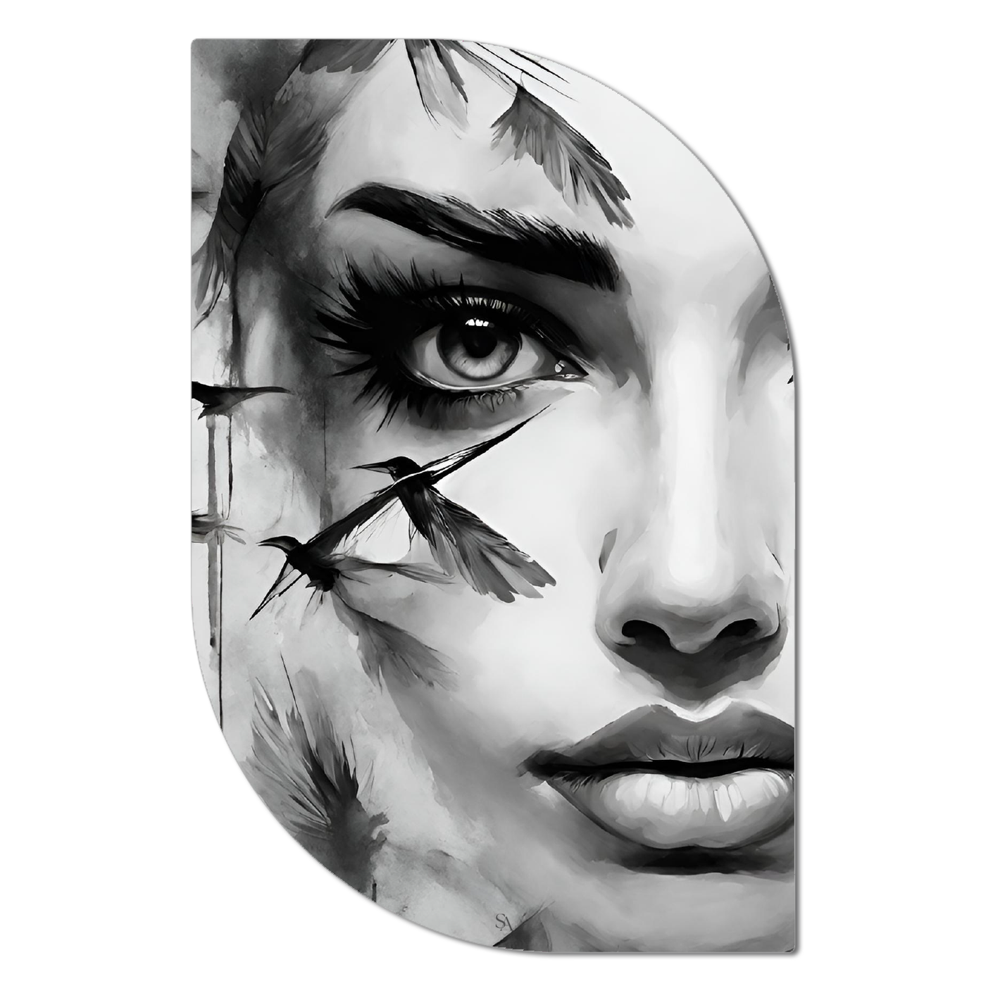 ScandiArt ScandiArt ScandiArt abstract women face birds woonaccessoires homedecoratie