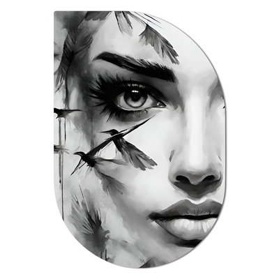 ScandiArt ScandiArt ScandiArt abstract women face birds woonaccessoires homedecoratie