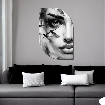 ScandiArt ScandiArt ScandiArt abstract women face birds woonaccessoires homedecoratie