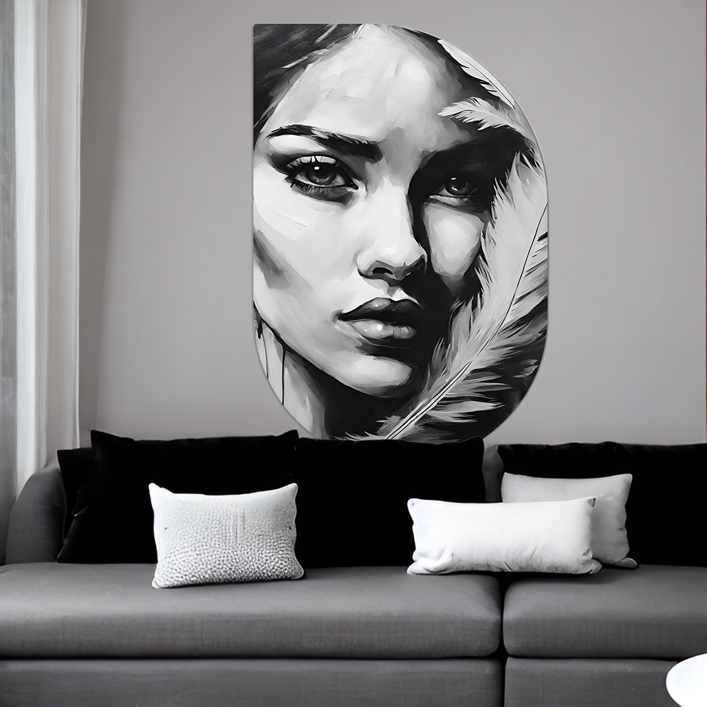 ScandiArt ScandiArt ScandiArt abstract women face feather woonaccessoires homedecoratie