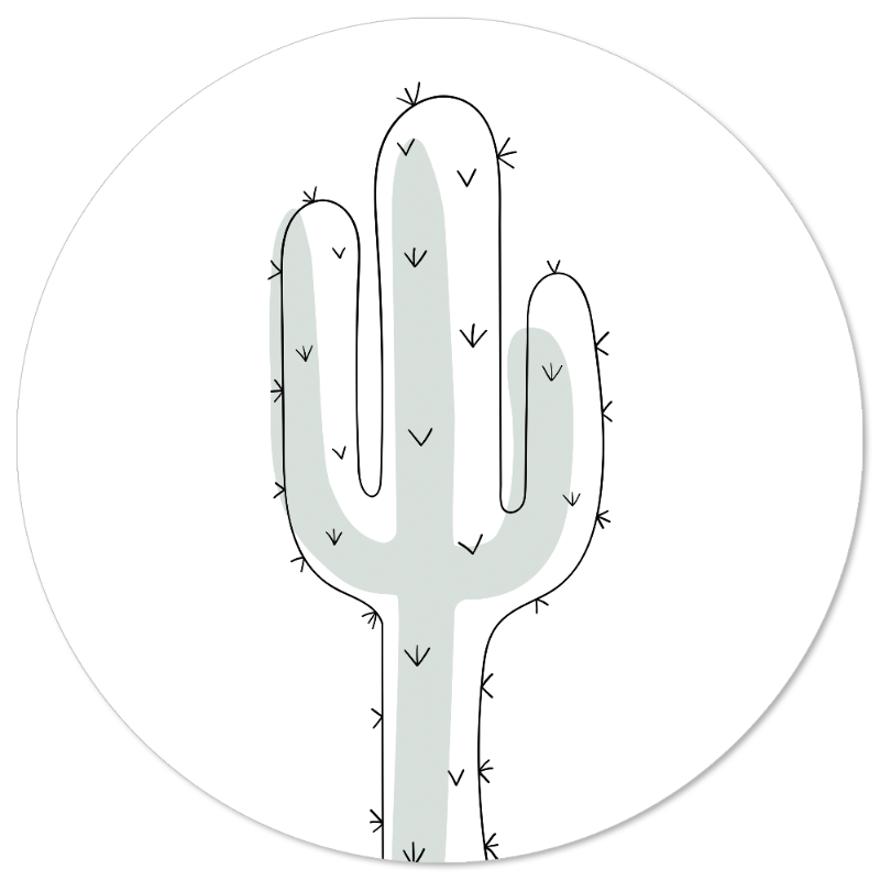 Label2X Muurcirkel kids 20 cm / Forex Muurcirkel kids cactus