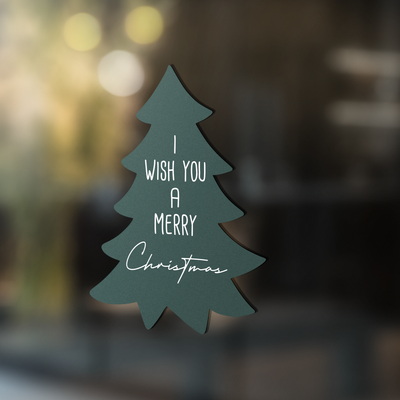 Label2X Kerstmis 30 cm hoog / Groen Sticker merry christmas boom 6090335863832 woonaccessoires homedecoratie