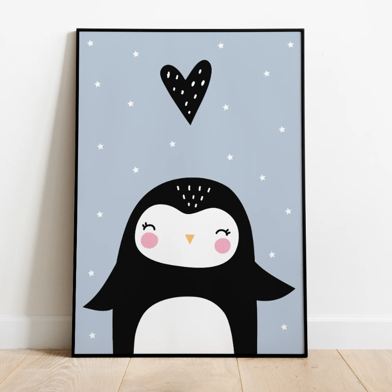 Label2X Kinderkamerposter A4 Kinderkamer poster pinguin