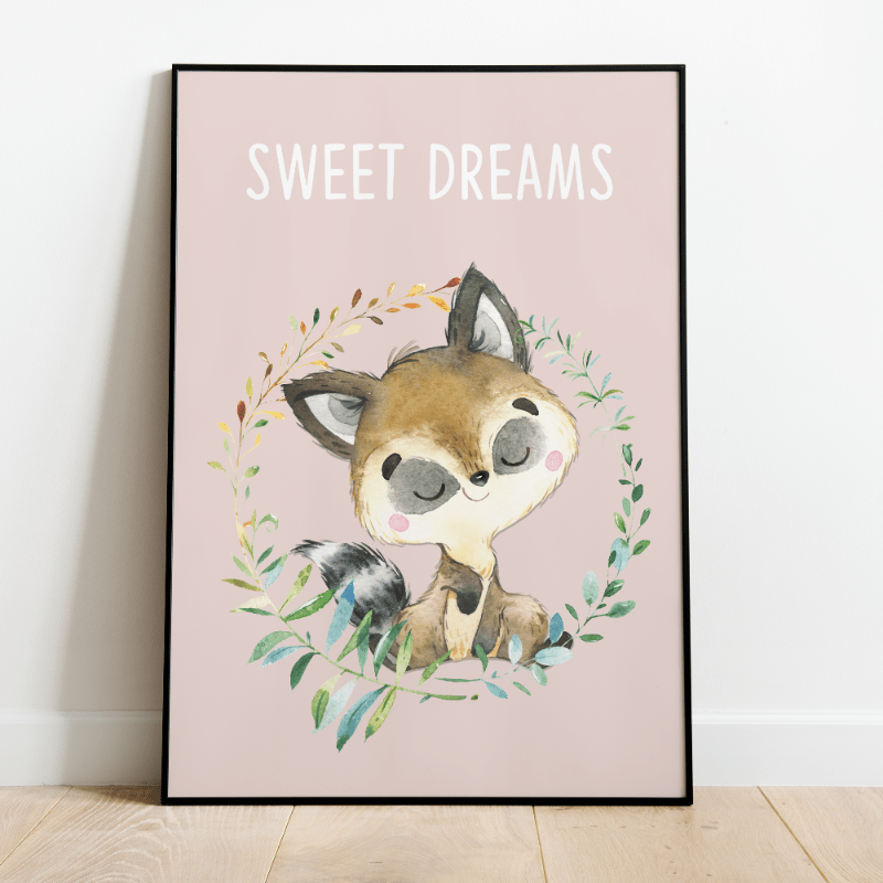 Label2X Kinderkamerposter A4 Kinderkamer poster wasbeertje sweet dreams