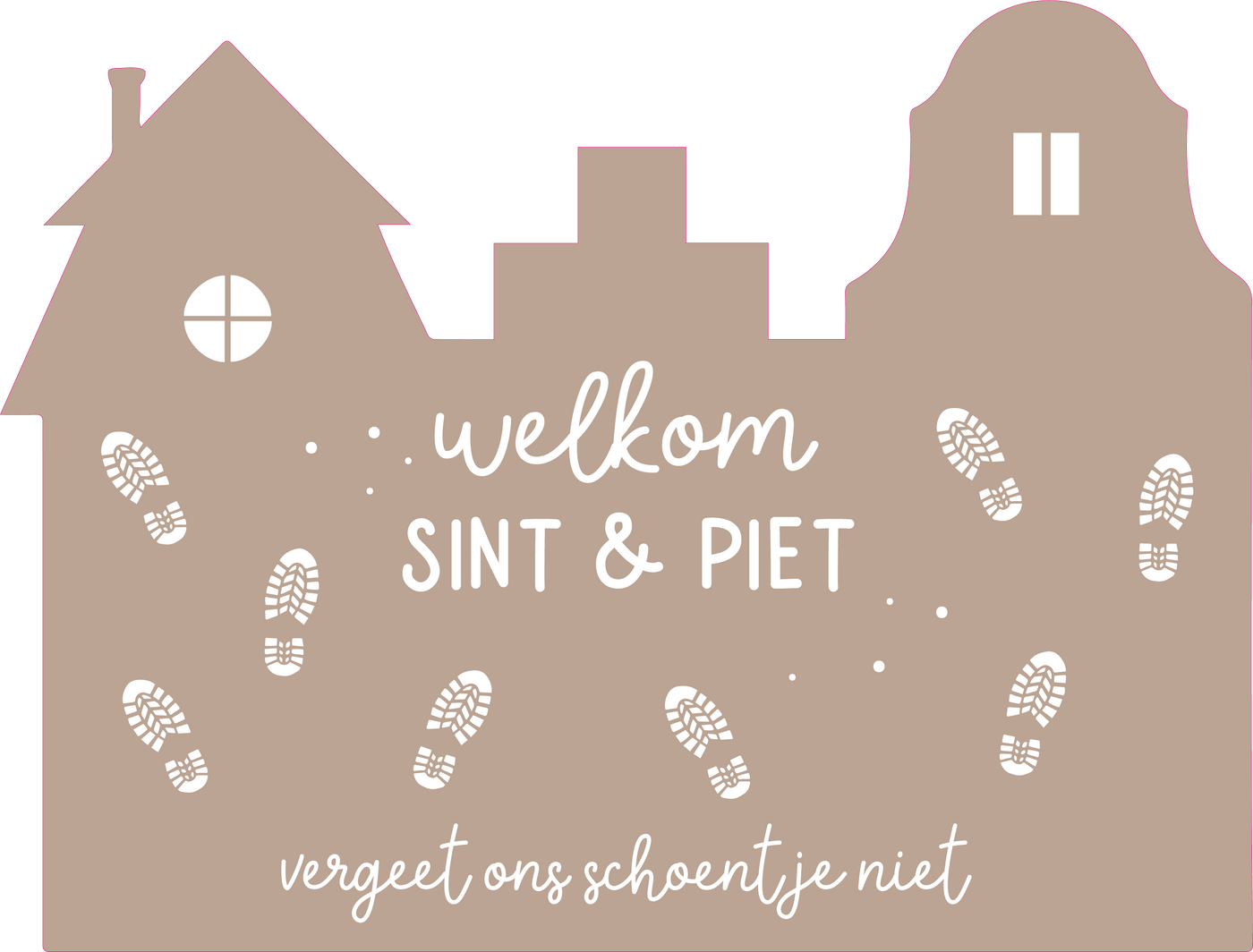 Label2X Sintkerst Beige Sinterklaas schoen-zet-mat XXL SKT4BV-055 woonaccessoires homedecoratie