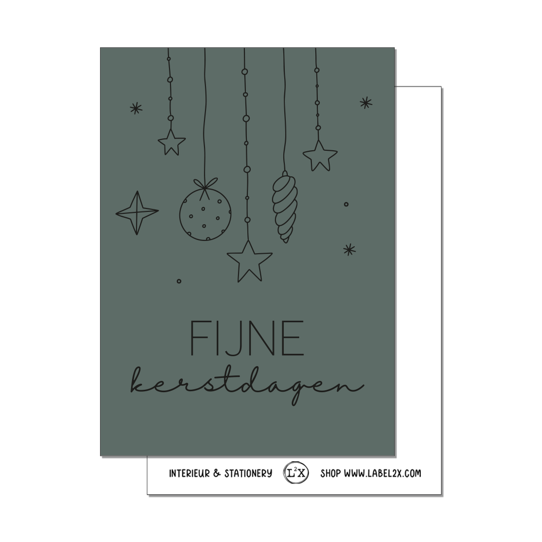 Label2X Kaarten Bundel 5 minikaartjes fijne kerstdagen 6090340874830 KAB-036 woonaccessoires homedecoratie