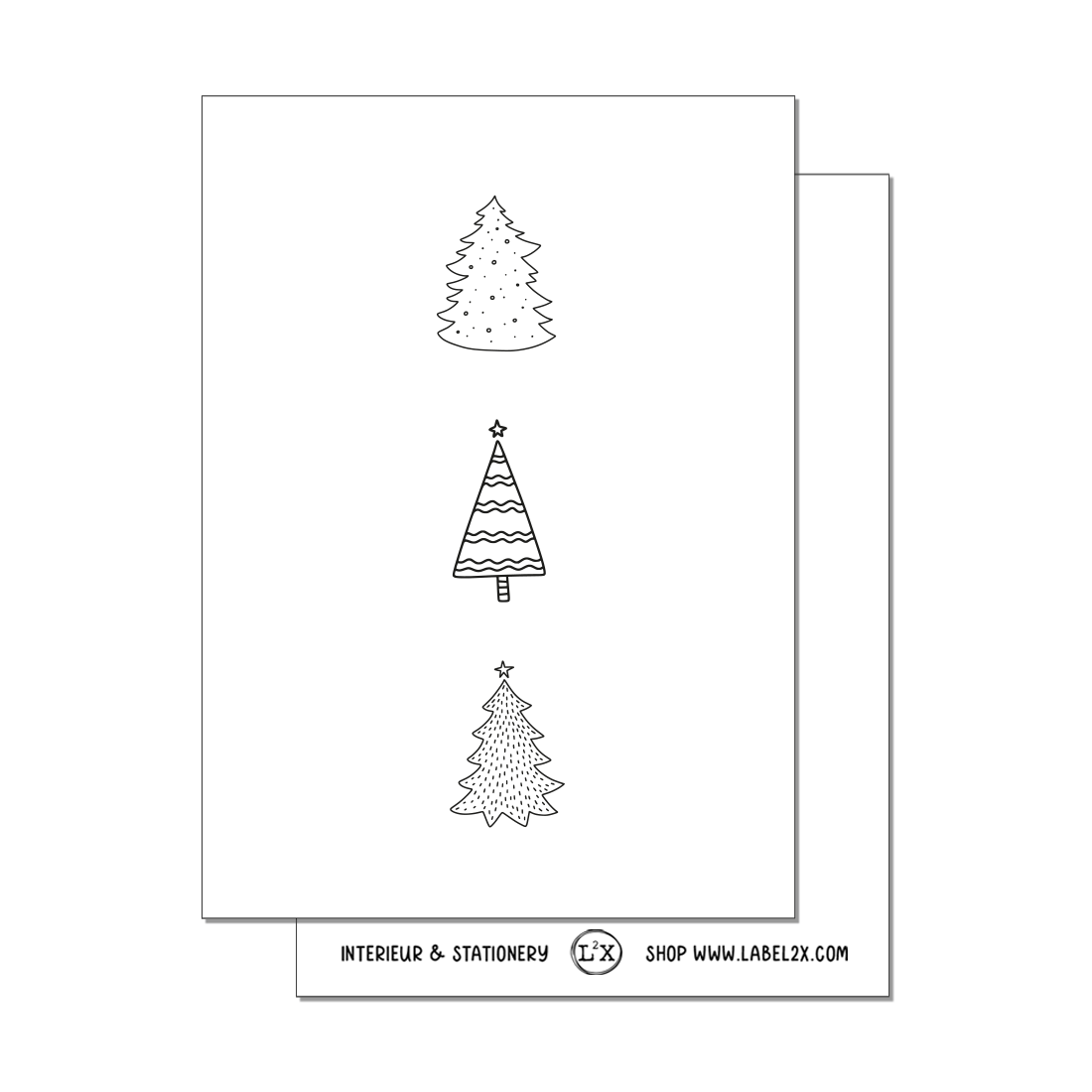 Label2X Kaarten Bundel 5 minikaartjes kerstboompjes KA-026 woonaccessoires homedecoratie
