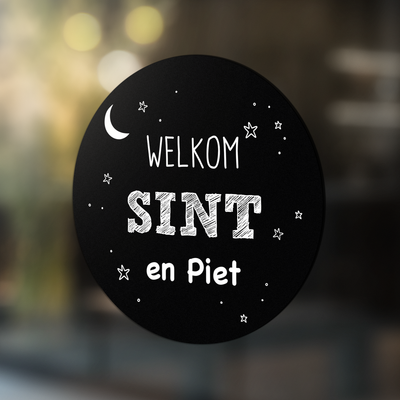 Label2X Deur/raamsticker welkom sint en piet zwart woonaccessoires homedecoratie