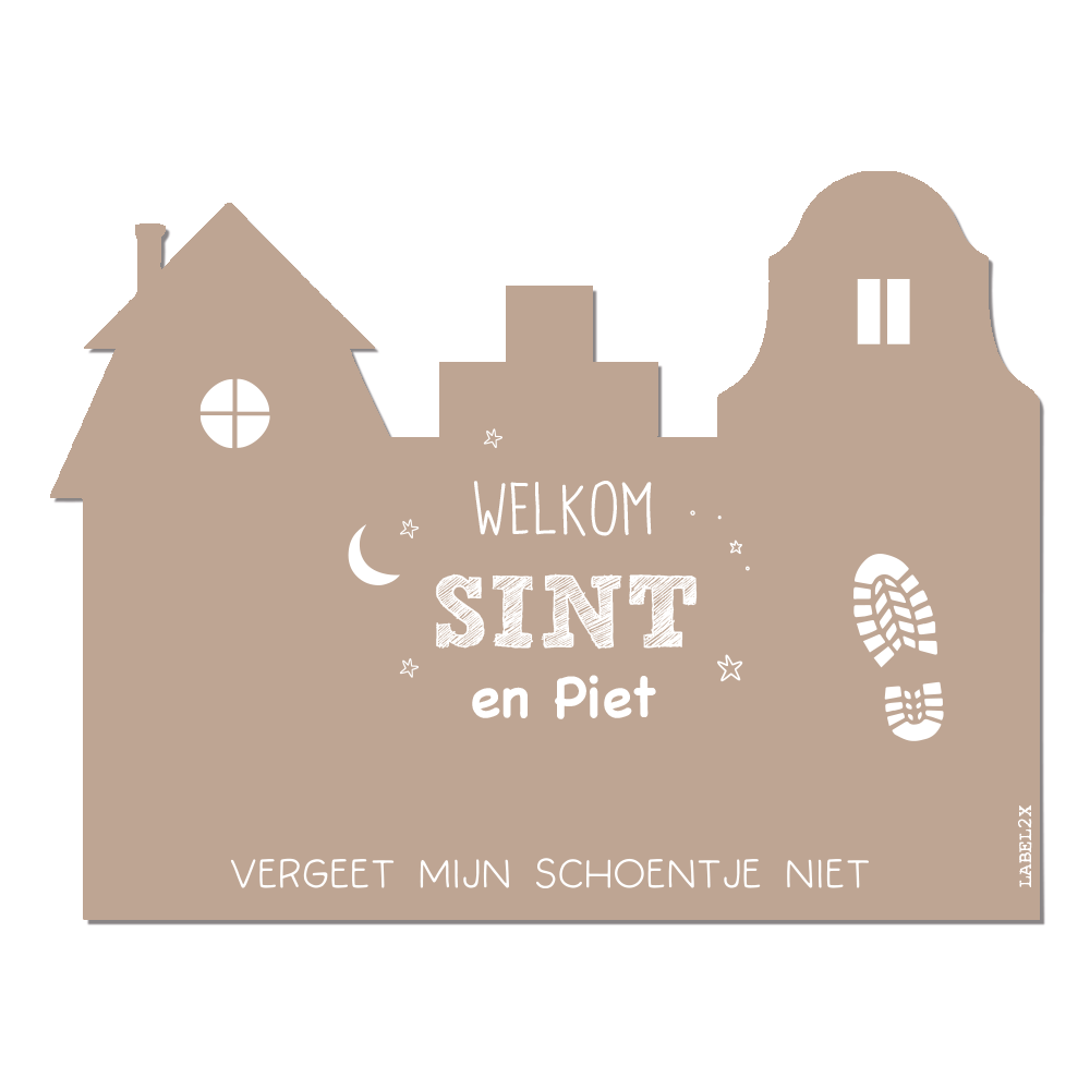 Label2X Sintkerst Hard glad (niet buigbaar / 60cm breed) / 1 schoentje / Beige Sinterklaas schoen-zet-mat Sketch XL woonaccessoires homedecoratie