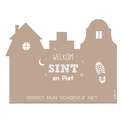 Label2X Sintkerst Hard glad (niet buigbaar / 60cm breed) / 1 schoentje / Beige Sinterklaas schoen-zet-mat Sketch XL woonaccessoires homedecoratie