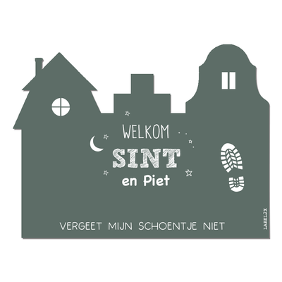 Label2X Sintkerst Hard glad (niet buigbaar / 60cm breed) / 1 schoentje / Groen Sinterklaas schoen-zet-mat Sketch XL woonaccessoires homedecoratie