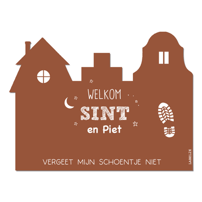 Label2X Sintkerst Hard glad (niet buigbaar / 60cm breed) / 1 schoentje / Roest Sinterklaas schoen-zet-mat Sketch XL woonaccessoires homedecoratie