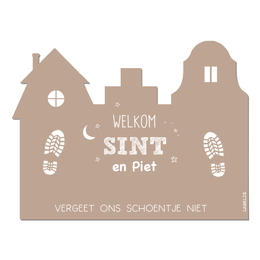 Label2X Sintkerst Hard glad (niet buigbaar / 60cm breed) / 2 schoentjes / Beige Sinterklaas schoen-zet-mat Sketch XL woonaccessoires homedecoratie