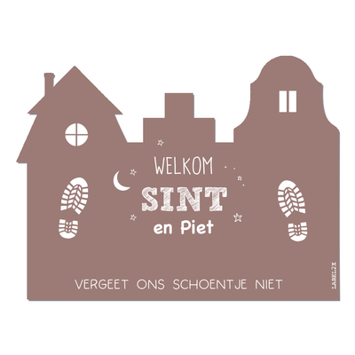 Label2X Sintkerst Hard glad (niet buigbaar / 60cm breed) / 2 schoentjes / Roze Sinterklaas schoen-zet-mat Sketch XL woonaccessoires homedecoratie