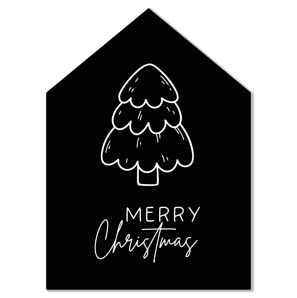 Label2X Kerstmis Kersthuisje merry christmas zwart woonaccessoires homedecoratie