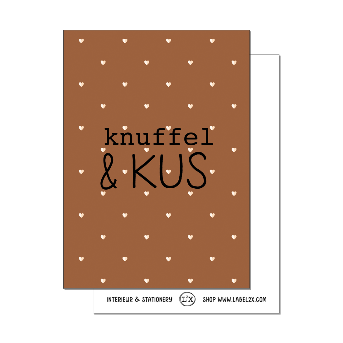 Label2X Kaarten Minikaart knuffel & kus 6090343777749 KA-022 woonaccessoires homedecoratie