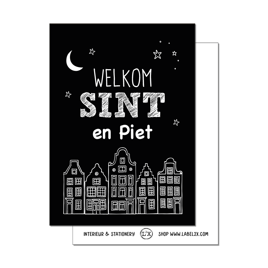 Label2X Kaarten Minikaart welkom sint en piet woonaccessoires homedecoratie