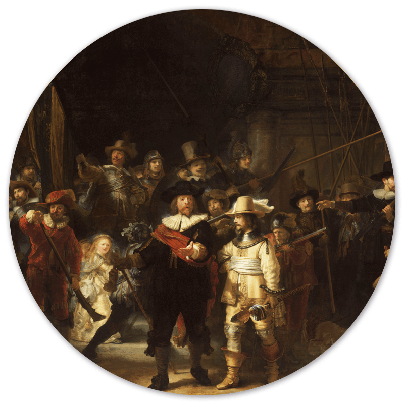Label2X Muurcirkel Muurcirkel De Nachtwacht, Rembrandt van Rijn, 1642