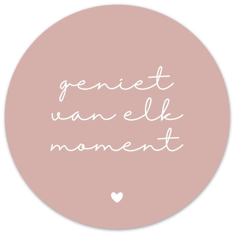 Label2X Muurcirkel Muurcirkel geniet van elk moment roze woonaccessoires homedecoratie