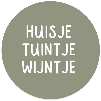 Label2X Muurcirkel Muurcirkel huisje tuintje wijntje groen