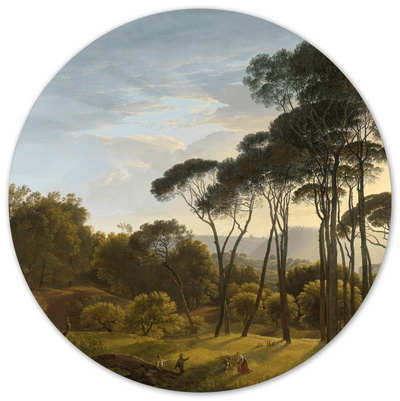 Label2X Muurcirkel Muurcirkel Italiaans landschap met parasoldennen, Hendrik Voogd, 1807