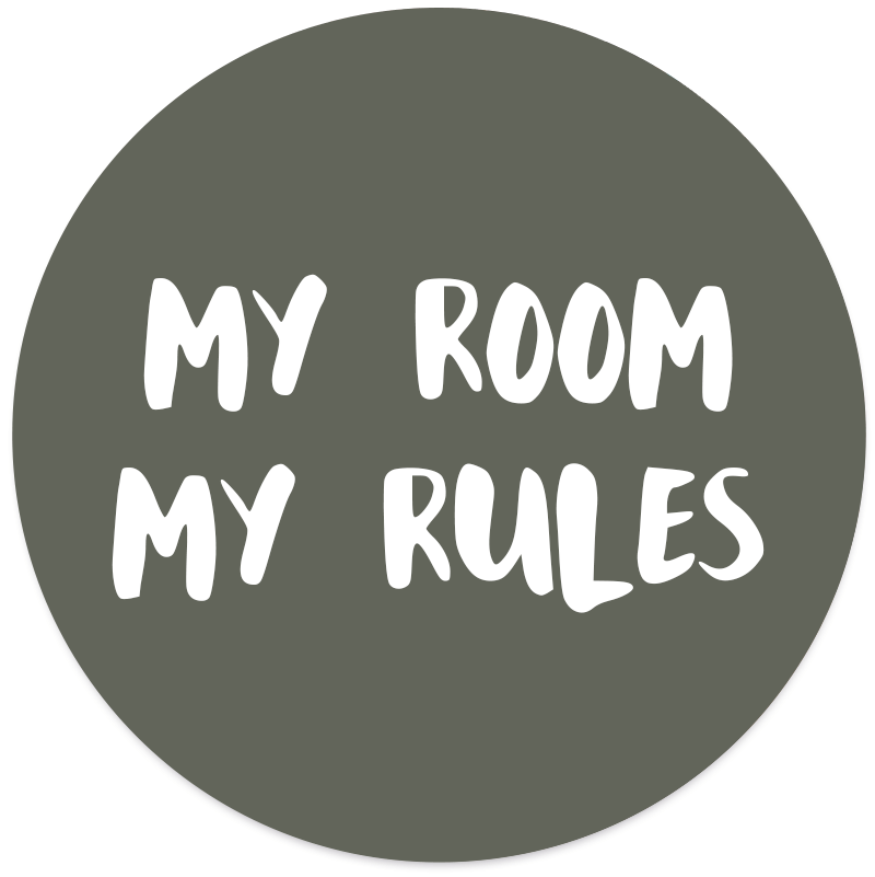 Label2X Muurcirkel kids Muurcirkel kids my room my rules groen