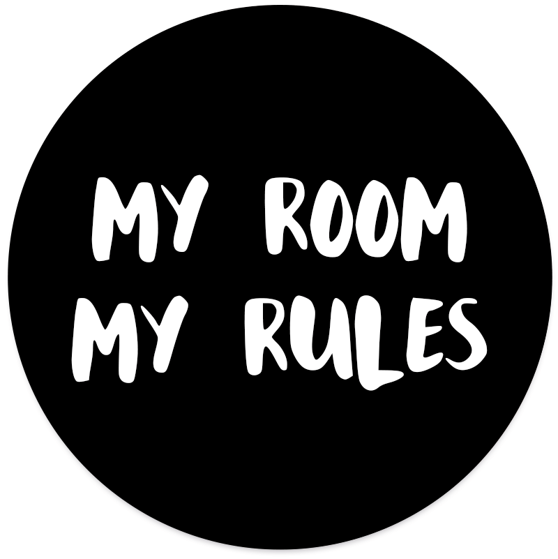 Label2X Muurcirkel kids Muurcirkel kids my room my rules zwart