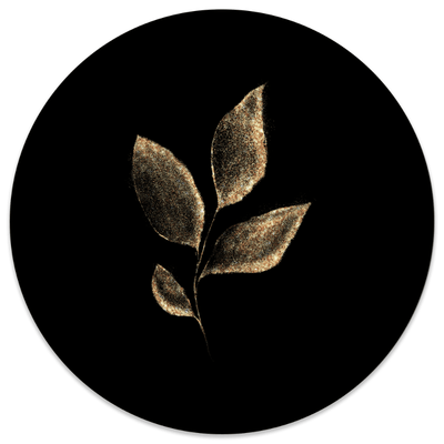 Label2X Muurcirkel Muurcirkel leaf gold black