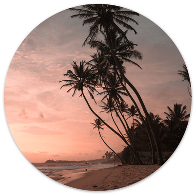 Label2X Muurcirkel Muurcirkel palm sunset woonaccessoires homedecoratie
