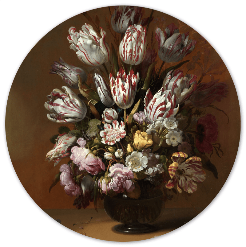 Label2X Muurcirkel Muurcirkel Stilleven met bloemen, Hans Bollongier, 1639